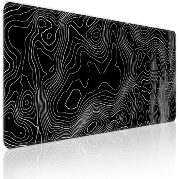 BZU Topographic Contour Extended Big Mouse Pad - 31.5x11.8 inch Gaming Mat with Non-Slip Base and Du...