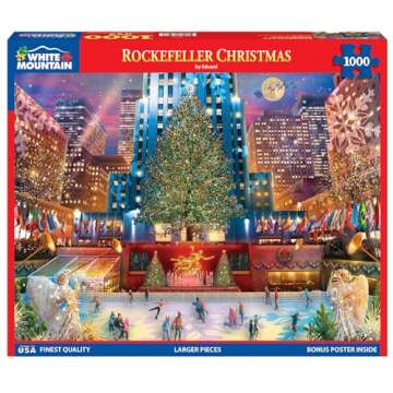 White Mountain Christmas Puzzles 1000 Pieces Winter Theme Jigsaw Puzzle for Adults and Family - Rock...