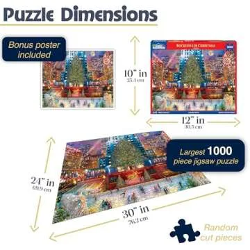 White Mountain Christmas Puzzles 1000 Pieces Winter Theme Jigsaw Puzzle for Adults and Family - Rockefeller New York