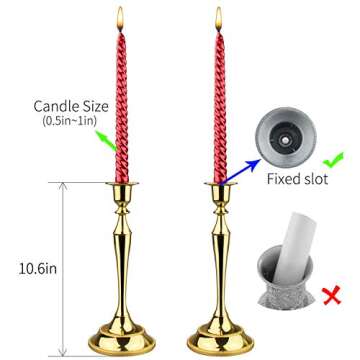 Viscacha Metal Candelabra Candlesticks Holder for Formal Events,Wedding,Church,Holiday Décor,Halloween Taper Candle Holder Stand Centerpiece Elegant Decoration Piece for Table,Set of 2,Gold