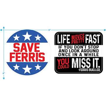Popfunk Save Ferris Bueller's Day Off Movie T-Shirt & Stickers (Gray, Large)