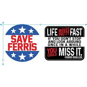 Popfunk Save Ferris Bueller's Day Off Movie T-Shirt & Stickers (Gray, Large)