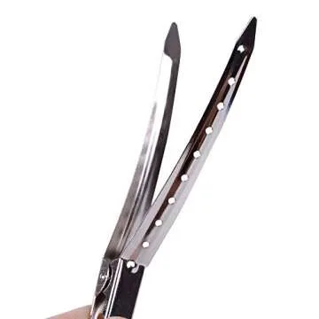 24 Pcs 3.54 Inches Duck Billed Hair Clips Silver Hair Clips with Holes Metal Alligator Hair Clips for Hair Extensions