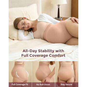 Momcozy Women's Maternity High Waist Underwear Pregnancy Soft Seamless Maternity Underwear Over Bump 3 Pack