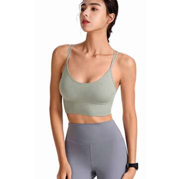 FIZILI Sports Bras for Women Activewear - Ladies Bras for Gym Yoga Running Fitness Workout Light Green