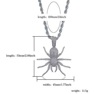 Stylish JINAO Hip Hop Iced Out Spider Pendant Necklace