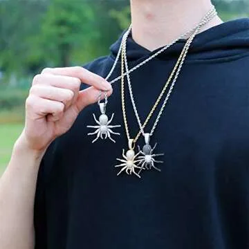 Stylish JINAO Hip Hop Iced Out Spider Pendant Necklace