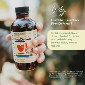 CHILDLIFE ESSENTIALS First Defense - Kids Immune Support, Immune Support for Kids, Toddlers 1-3, Babies 6 Months+, Vitamin Syrup with Elderberry, Zinc, Non GMO, Gluten Free - 4 Fl Oz (Pack of 1)