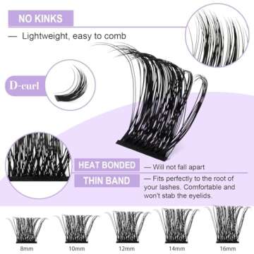 Lash ClusterS B&Q Eyelash Extension Kit Individual Lashes Clusters with Lash Cluster Glue and Remover for DIY Eyelashes Extensions (Kit,B07)