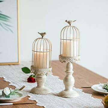 Birdcage Candle Holder Decorative Bird Cages for Weddings Vintage Candlestick Holders, Wedding Candl...