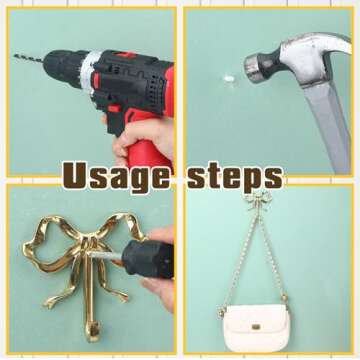 Lineshading Gold Bow Knot Hooks for Stylish Home Decor