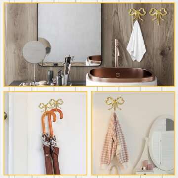 Lineshading Gold Bow Knot Hooks for Stylish Home Decor