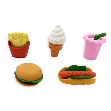 Food Erasers OHill Pack of 46 Pencil Erasers for Kids Pull Apart 3D Mini Erasers Assorted Food Cake Dessert Puzzle Erasers for Birthday Party Supplies Favors, School Classroom Rewards and Novelty Toys