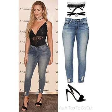 Aranmei Women's Sexy Lace Bodysuit Deep V Snap Crotch Teddy One Piece Lace Babydoll Lingerie