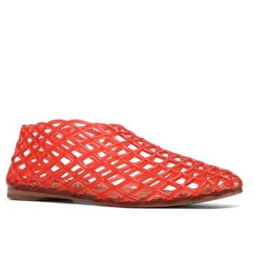 Red Jelly Mesh Ballet Flats for Women Adult Clear Hollow Jelly Sandals Beach Ballerina Jellies Shoes