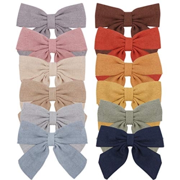 12 PCS Baby Girls Hair Bows Clips 4.5 inch Alligator Clips Tiny Barrettes Accessories for Fine Hair ...