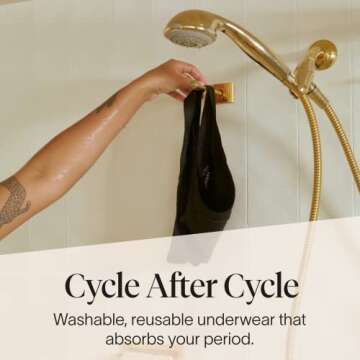 Cora Period Underwear | Reusable | Absorbent | Leak Protection | Menstrual Panties | Bikini | Black | Stretch Waist | Bladder Leaks | Mild Incontinence | Postpartum | XX-Large | 1 Count