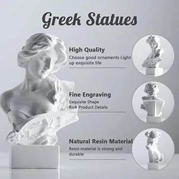 XMGZQ Mini Bust Statue,Small Aphrodite Statue Decor,Roman Statues,Artemis Statue and Sculptures,Greek Goddess Statue,for Dark Academia Decor,Coquette Room Decor,Figurines for Shelves