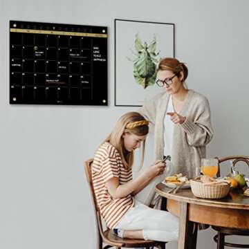 Stylish Black Glass Golden Monthly Dry Erase Board