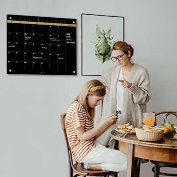 Stylish Black Glass Golden Monthly Dry Erase Board