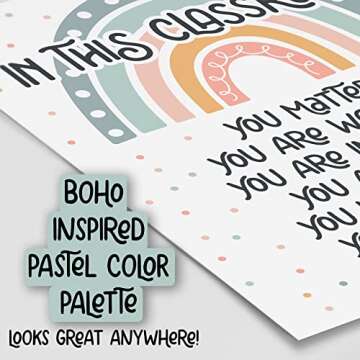 HoneyKICK Boho Rainbow Classroom Decor - 11 x 14 - Classroom Poster and Bulletin Board Decoration fo...