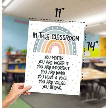 HoneyKICK Boho Rainbow Classroom Decor - 11 x 14 - Classroom Poster and Bulletin Board Decoration for Preschool, Elementary, Middle School, Daycare