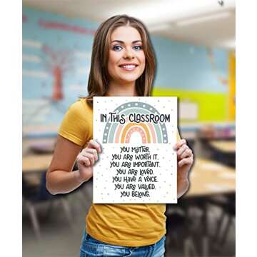 HoneyKICK Boho Rainbow Classroom Decor - 11 x 14 - Classroom Poster and Bulletin Board Decoration for Preschool, Elementary, Middle School, Daycare