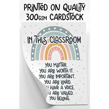 HoneyKICK Boho Rainbow Classroom Decor - 11 x 14 - Classroom Poster and Bulletin Board Decoration for Preschool, Elementary, Middle School, Daycare