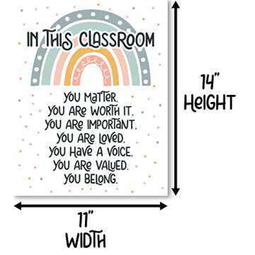 HoneyKICK Boho Rainbow Classroom Decor - 11 x 14 - Classroom Poster and Bulletin Board Decoration for Preschool, Elementary, Middle School, Daycare