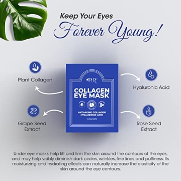 LA PURE Collagen Boosting Eye Mask Patches Under Eye Patches for Puffy Eyes Hyaluronic Acid Dark Circles Bags Lines Anti Wrinkles Anti Aging Hydrating Moisturizing Brightening Eye Gels 15ct
