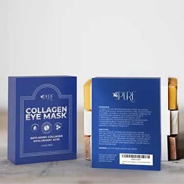 LA PURE Collagen Boosting Eye Mask Patches Under Eye Patches for Puffy Eyes Hyaluronic Acid Dark Circles Bags Lines Anti Wrinkles Anti Aging Hydrating Moisturizing Brightening Eye Gels 15ct