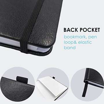 Elegant Password Book with Alphabetical Tabs - Hardcover Password Book for Internet Website Address Login - 5.2" x 7.6" Password Keeper and Organizer w/Notes Section & Back Pocket (Black)