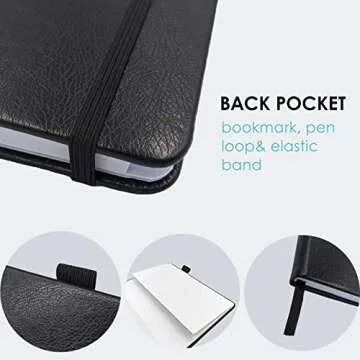 Elegant Password Book with Alphabetical Tabs - Hardcover Password Book for Internet Website Address Login - 5.2" x 7.6" Password Keeper and Organizer w/Notes Section & Back Pocket (Black)