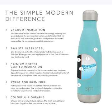 Simple Modern Stainless Steel Vacuum Insulated Double-Walled Wave Bottle, 9oz, rock candy