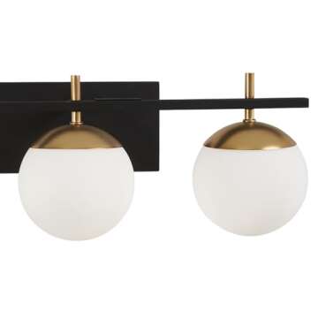 GEORGE KOVACS P1353-618 Alluria Vanity Bath Light, 3-Light, 225 Total Watts, 8.5-in H x 24-in W, Weathered Black with Autumn Gold