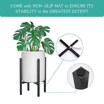 INRLKIT Plant Stand Indoor, Adjustable Flower Holder, Metal Planter Shelf, Mid-Century Plant Display Rack Fits Pots Sizes 9-14 Inches Large Plant Pot (Planter and Pot Not Included)