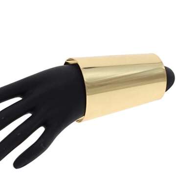 COLORFUL BLING Punk Alloy Hollow Geometric Smooth Polished Gold Hoop Open Cuff Wide Bracelet Bangle ...