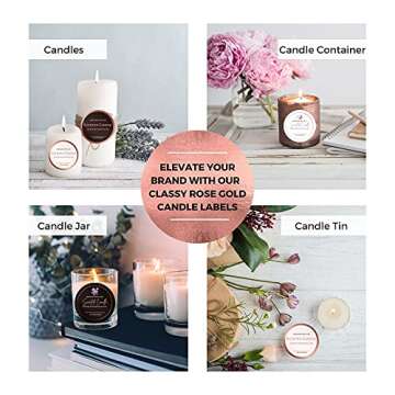 Mobiusea Creation Rose Gold Candle Labels | 300pcs Premium Design
