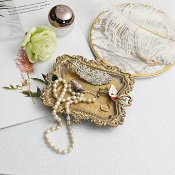 Funly mee Vintage Gold Jewelry Tray for Rings and Earrings