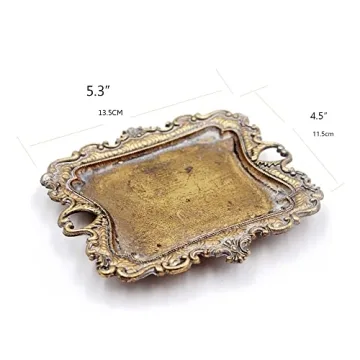 Funly mee Vintage Gold Jewelry Tray for Rings and Earrings