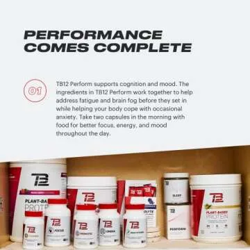 TB12 Perform - Premium Performance Supplement with Mango Leaf, Sceletium, Rhodiola, and Ashwagandha to Promote Steady Energy, Aid Focus and Cognitive Function, and Support Mood and Stress