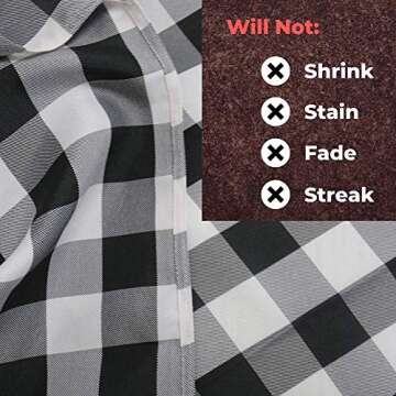 Vinjiasin Square Tablecloth 52 x 52 Inch Waterproof and Wrinkle Resistant Washable Buffalo Plaid Black and White Checkered Table Cloth for Table Cafe Restaurant Picnic Camping