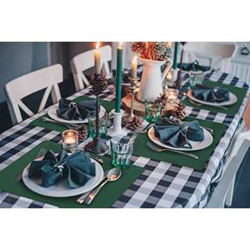 Vinjiasin Square Tablecloth 52 x 52 Inch Waterproof and Wrinkle Resistant Washable Buffalo Plaid Black and White Checkered Table Cloth for Table Cafe Restaurant Picnic Camping