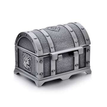 REINDEAR Vintage Pewter Tooth Fairy Treasure Chest Box
