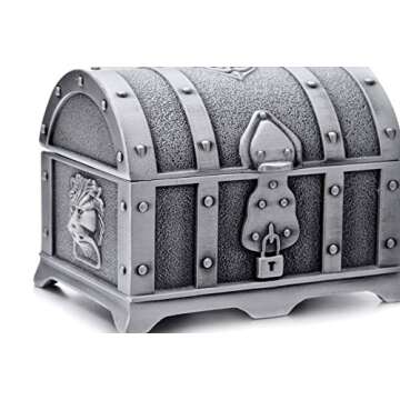 REINDEAR Vintage Pewter Tooth Fairy Treasure Chest Box