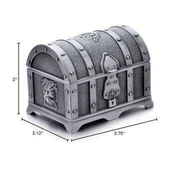 REINDEAR Vintage Pewter Tooth Fairy Treasure Chest Box