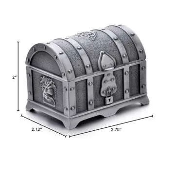REINDEAR Vintage Pewter Tooth Fairy Treasure Chest Box