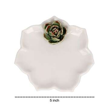 Kimdio Ring Holder Succulents Jewelry Dish Trinket Tray Necklace and Earring Holder for Women Home Decor Birthday Wedding Gift for Mom, Friend, Girlfriend