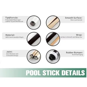 JEPNJPU Hard Rock Maple Pool Cue Stick Set of 2