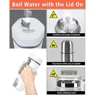 Travel Kettle Electric Water Boiler - 5 Minutes Fast Boil Powered Heater, 110v Portable Bottle Warmer, Automatic Shut-off, Small Capacity Instant Brewing for Tea, Coffee, Milk, On The Go ( White, 11.8 Ounce)…